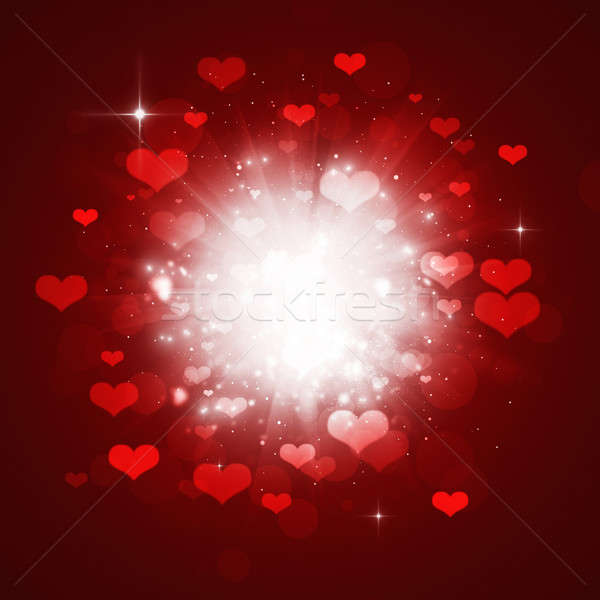 San Valentín corazones explosión oscuro luces bokeh Foto stock © alexaldo
