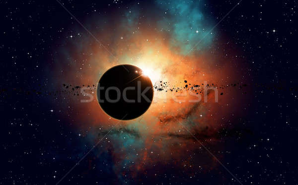 Mély űr fogyatkozás képzeletbeli csillagköd csillagok Stock fotó © alexaldo