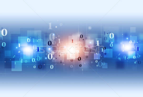 Cod binar albastru abstract tehnologie comunicare securitate Imagine de stoc © alexaldo