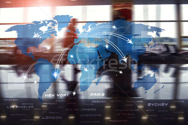 авиация бизнеса глобальный направления иллюстрация расплывчатый Сток-фото © alexaldo