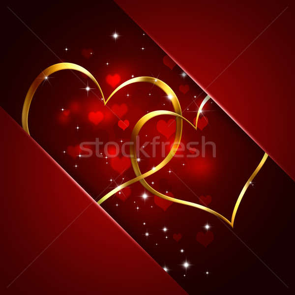 Golday Hearts Valentine Bakcground Stock photo © alexaldo
