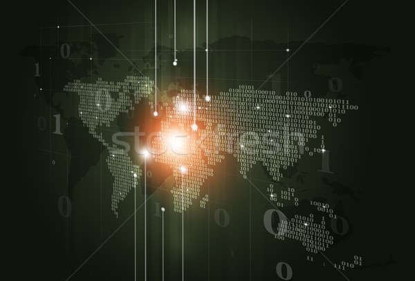 Binaire code kaart donkere digitale abstract technologie Stockfoto © alexaldo