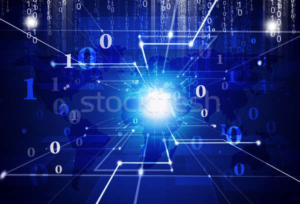 Digital código binário abstrato tecnologia azul internet Foto stock © alexaldo