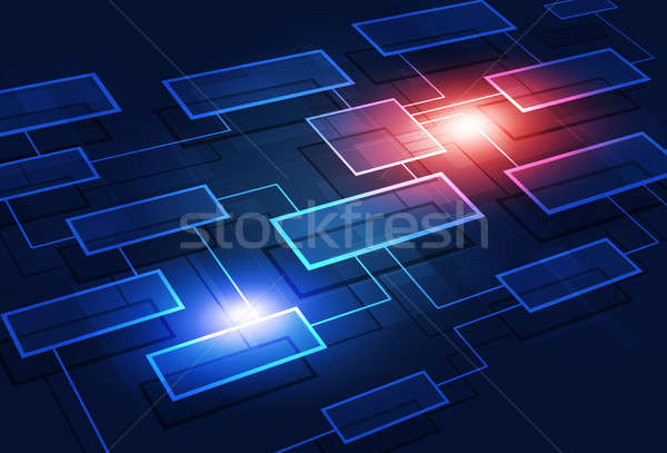 Business Flussdiagramm abstrakten Kommunikation blau Web Stock foto © alexaldo