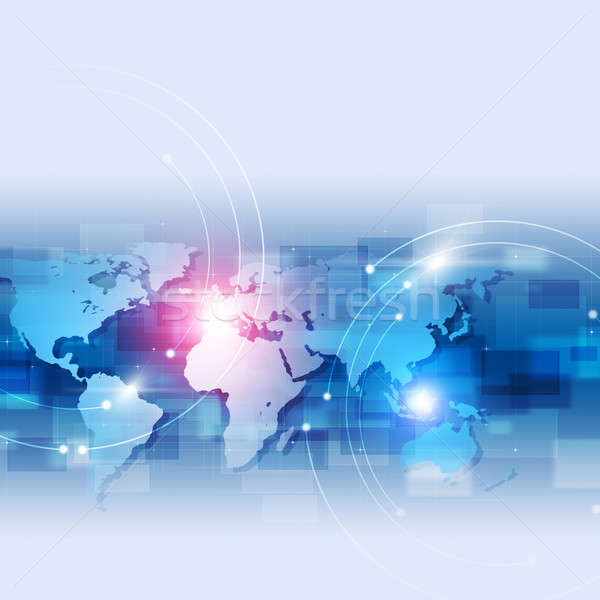 Abstract albastru tehnologie la nivel mondial reţea conexiune Imagine de stoc © alexaldo
