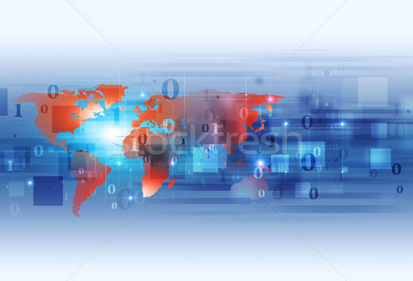 Stock foto: Binärcode · abstrakten · Weltkarte · Technologie · Kommunikation · Welt