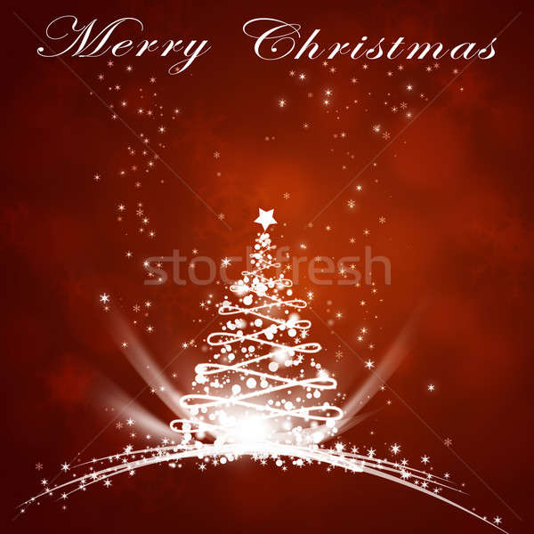Stockfoto: Vrolijk · kerstboom · Rood · groet · tekst · ny
