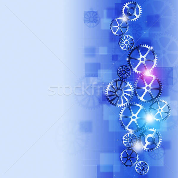 Stock photo: Busines Gears Abstract Blue Background