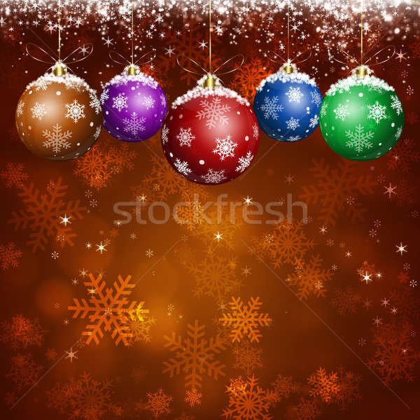 Piros ünnep karácsony üdvözlőlap karácsonyfa golyók Stock fotó © alexaldo