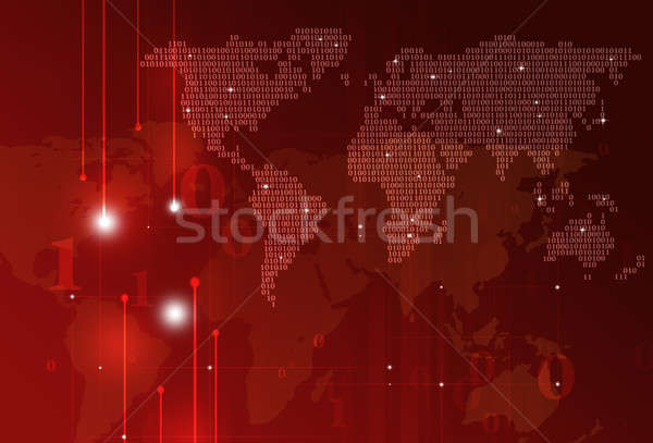 Technologie binaire code abstract wereldkaart donkere Rood Stockfoto © alexaldo