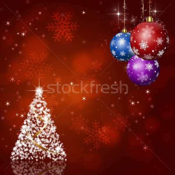 Noel tebrik kartı kırmızı noel ağacı ny Stok fotoğraf © alexaldo
