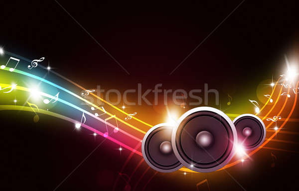 Foto stock: Música · resumen · fiesta · sonido · oradores · notas · musicales