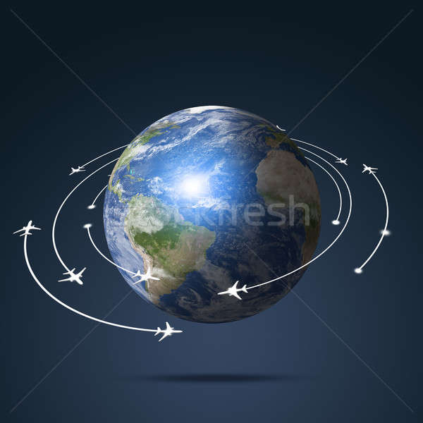 Föld légi közlekedés globális repülőgépek háttér utazás Stock fotó © alexaldo