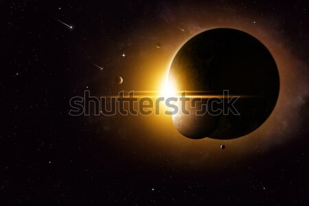 [[stock_photo]]: Solaire · eclipse · imaginaire · espace · rouge · image