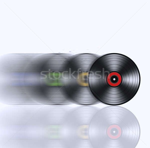 Foto stock: Vinil · mínimo · preto · e · branco · música · festa