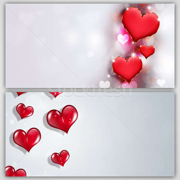 ярко Баннеры Валентин формы сердца красный Сток-фото © alexaldo