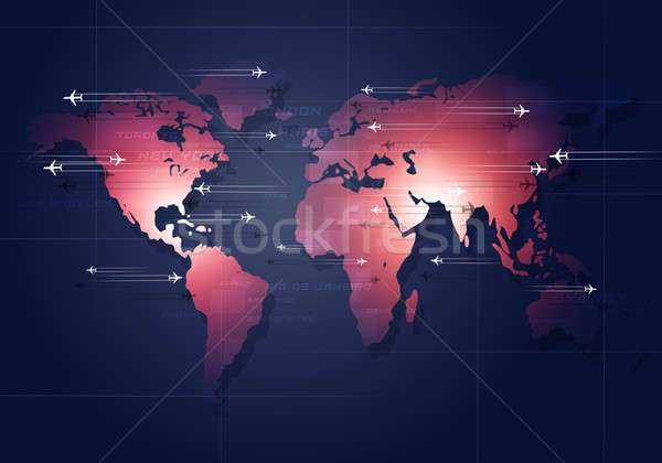 [[stock_photo]]: Mondial · aviation · fond · d'affaires · itinéraire · tous · monde