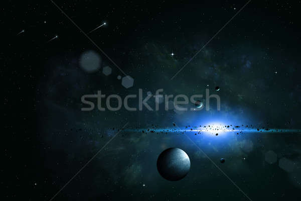 Foto stock: Espaço · imaginário · abstrato · profundo · ilustração · planetas