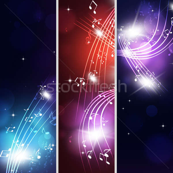 Muziek merkt banners abstract partij evenementen muziek Stockfoto © alexaldo