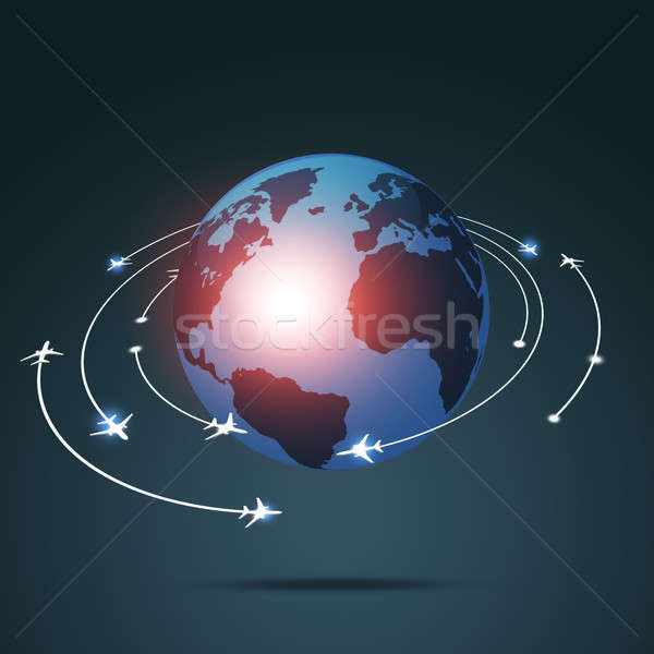 üzlet légi közlekedés globális repülőgépek bolygó térkép Stock fotó © alexaldo