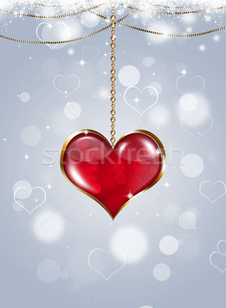 Valentin nap ünnep kártya piros szív medál Stock fotó © alexaldo