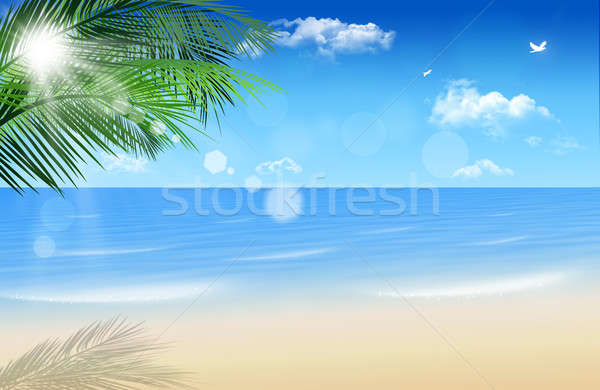 Sonnig Paradies abstrakten Sommer Strand Palmen Stock foto © alexaldo