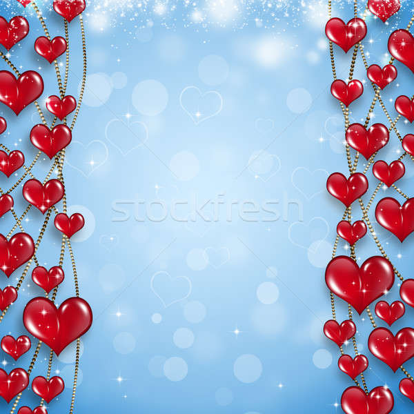 Red Hearts on Golden Chain Stock photo © alexaldo