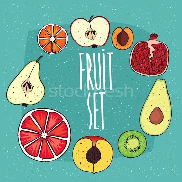 Set of isolated fruits in cross sections Stock photo © alexanderandariadna