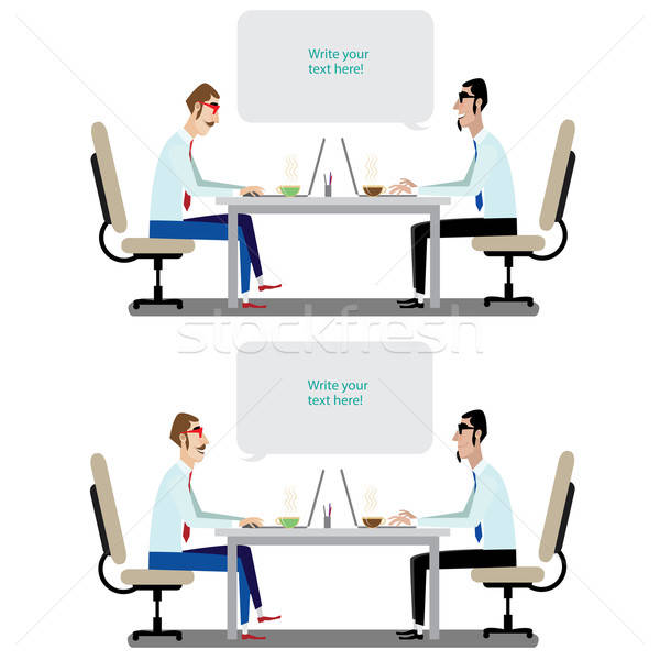 Stockfoto: Business · ingesteld · witte · twee · communicatie