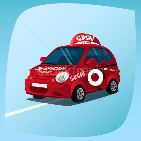 Stock photo: Isolated sushi delivery car