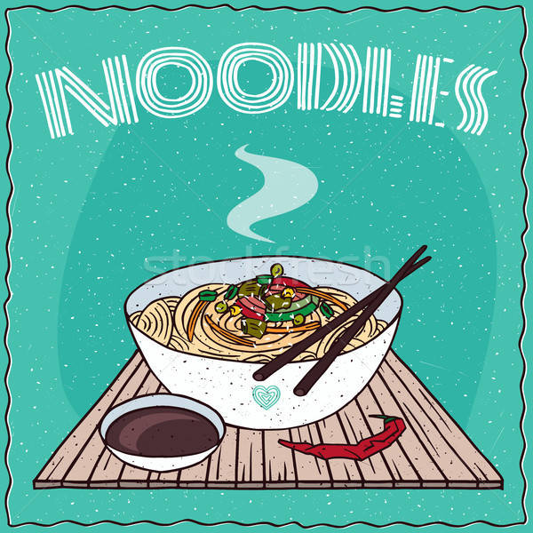 Asian noodles Ramen or Udon with vegetables Stock photo © alexanderandariadna