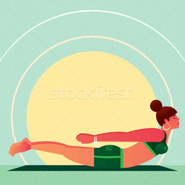 Fată lies yoga pune soare Imagine de stoc © alexanderandariadna