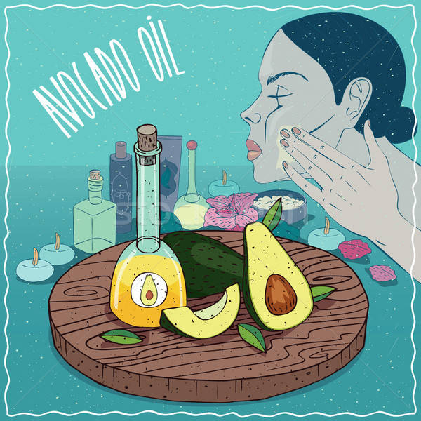 Avocado Öl benutzt Hautpflege Glas Früchte Stock foto © alexanderandariadna