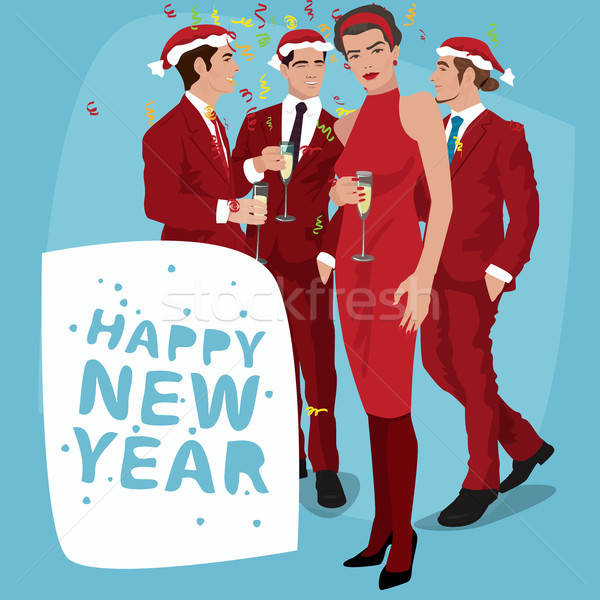 People in red suits are celebrating New Year Stock photo © alexanderandariadna