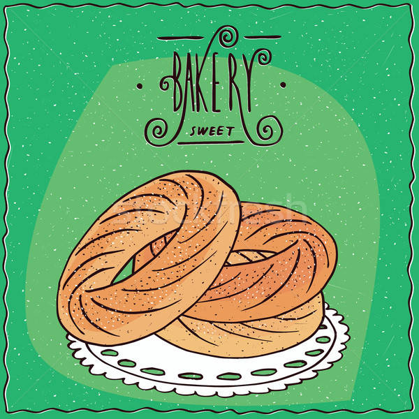 French dessert Paris-Brest in cartoon style Stock photo © alexanderandariadna