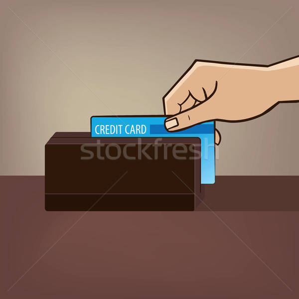 Outstretched hand with credit card and card reader Stock photo © alexanderandariadna