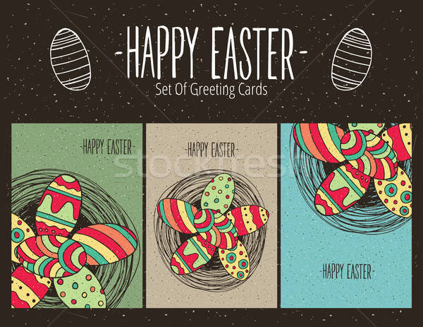 Set of Easter greeting cards Stock photo © alexanderandariadna