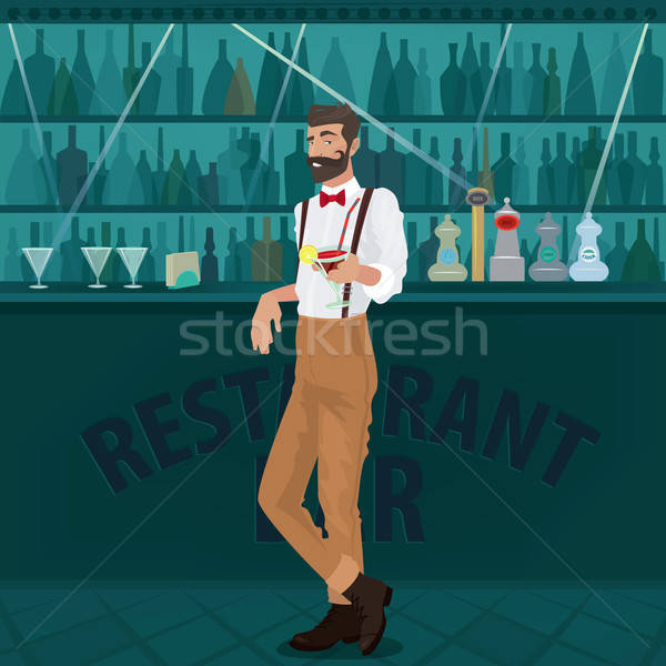 Bartender hipster offers cocktail at bar Stock photo © alexanderandariadna