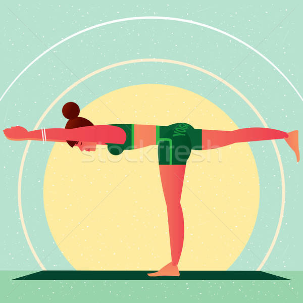 Fată yoga războinic pune în picioare Imagine de stoc © alexanderandariadna