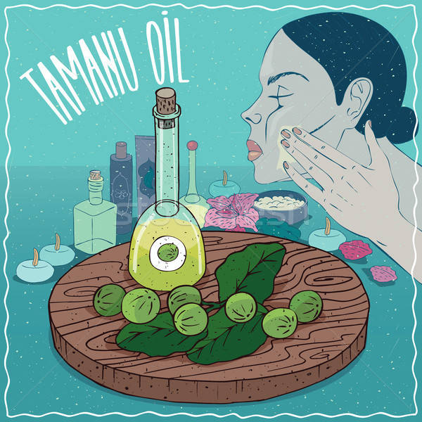 Stock photo: Tamanu oil used for skin care