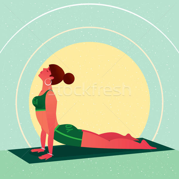 Mädchen Lügen Yoga cobra darstellen sportlich Stock foto © alexanderandariadna