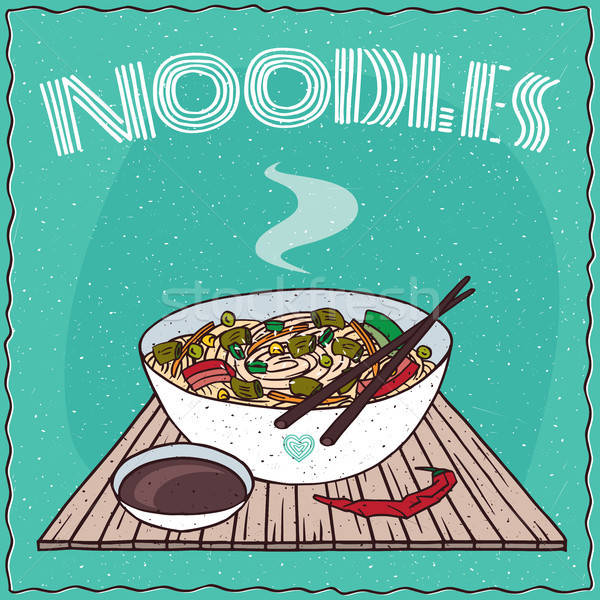 Asian noodle soup Ramen or Udon with vegetables Stock photo © alexanderandariadna