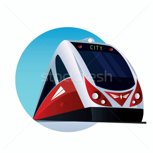 Round emblem with a modern passenger train Stock photo © alexanderandariadna