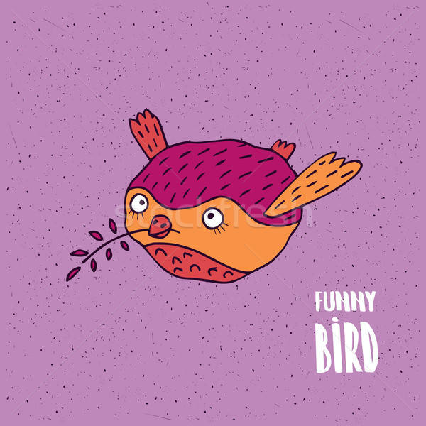 Cute bird in flight in handmade cartoon style Stock photo © alexanderandariadna