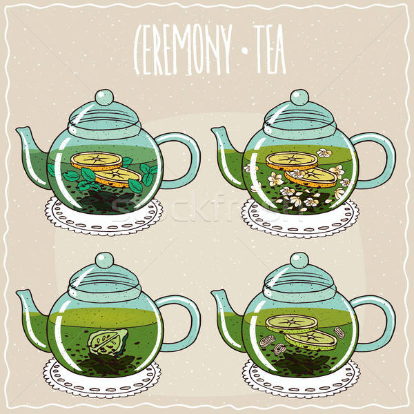 Set of different brewed useful teas Stock photo © alexanderandariadna