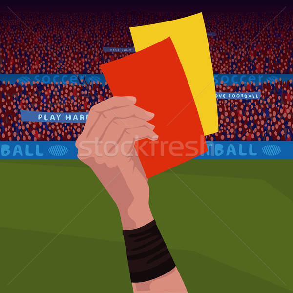 Referee holding red and yellow card Stock photo © alexanderandariadna