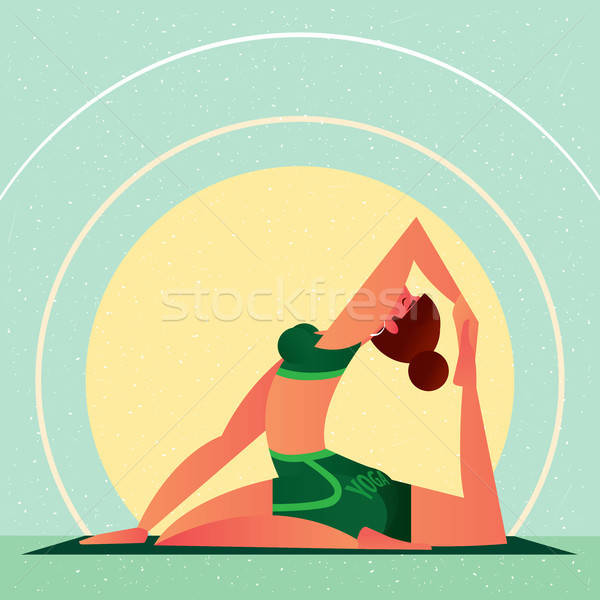 Girl in Yoga One-Leg King Pigeon Pose Stock photo © alexanderandariadna