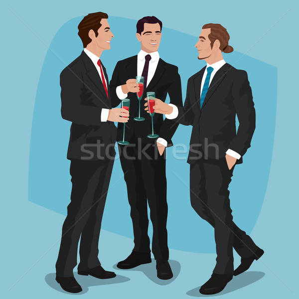Férfiak üzlet öltönyök ital koktélok vörösbor Stock fotó © alexanderandariadna