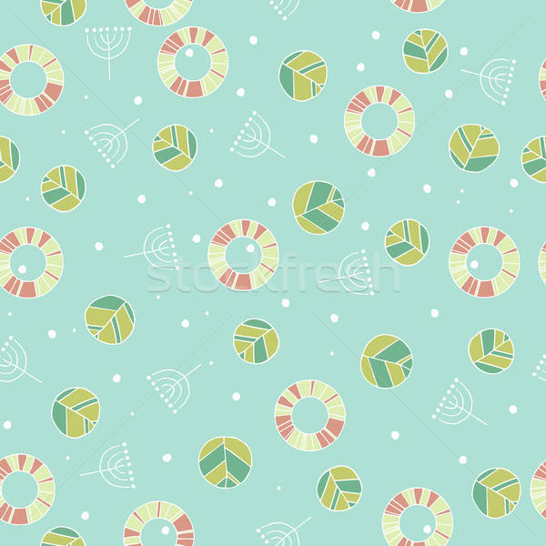 Pattern with cute leaves in blue color Stock photo © alexanderandariadna