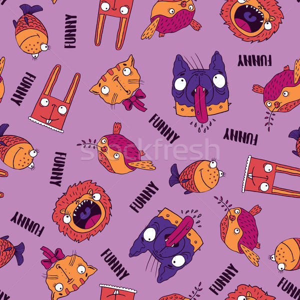 Seamless pattern with animals on pink background Stock photo © alexanderandariadna